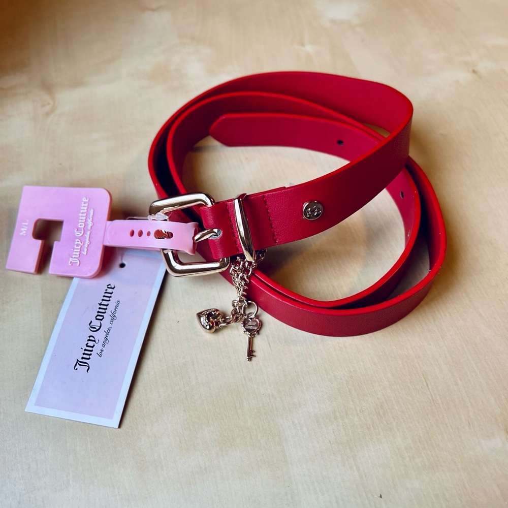 Juicy Couture Red Slim Charm Belt